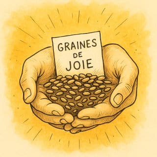 main tenant des graines de joie sous un rayon de soleil